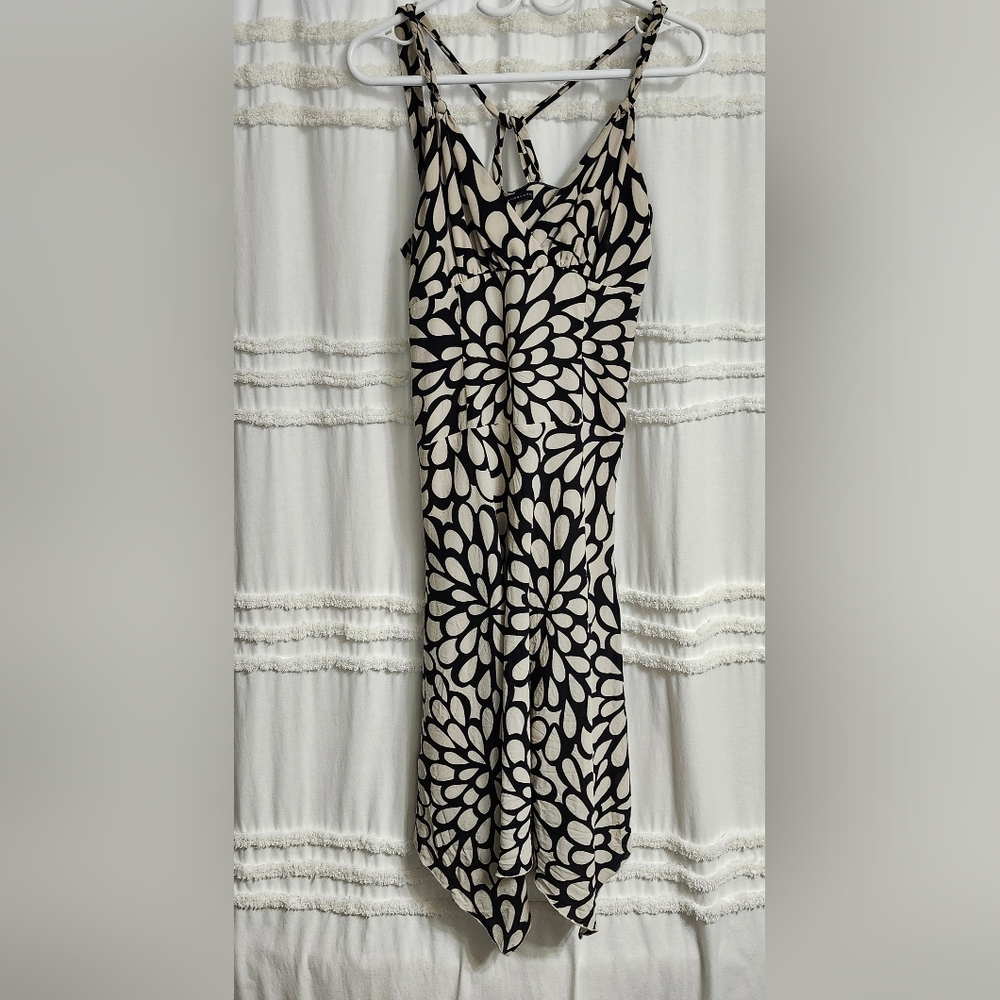 Sandra Angelozzi, Black and Cream Silk Floral Dress.. FINAL PRICE.